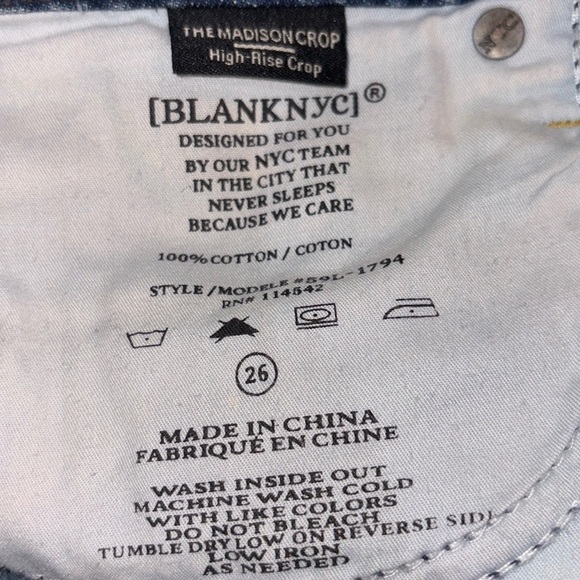 Blank NYC Madison Crop Denim Hi Rise Jean Size 26 Color: Blue - Picture 11 of 11